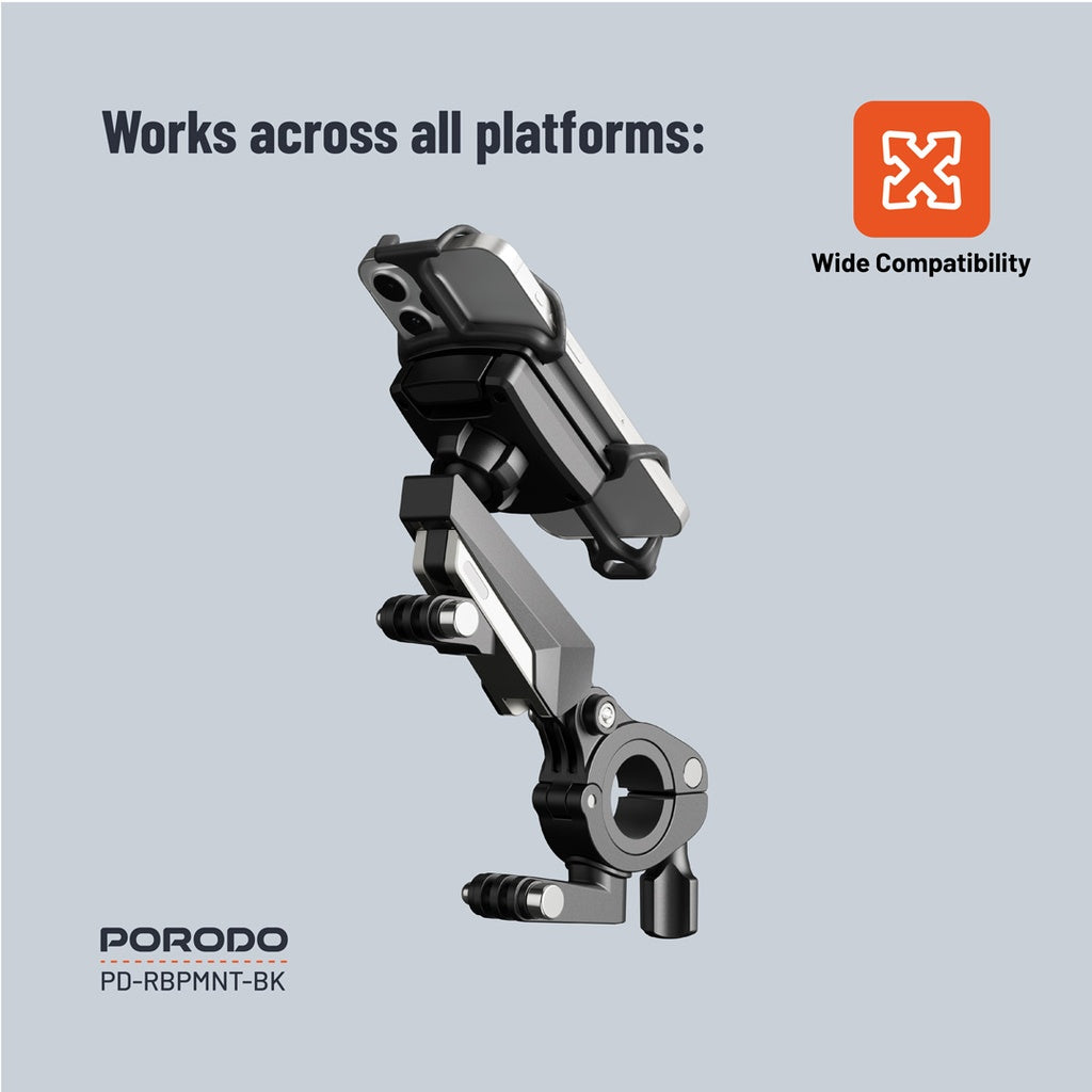 Porodo Shock-Absorption Bicycle Mount - Black PD-RBPMNT-BK Porodo Shock-Absorption Bicycle Mount - Black PD-RBPMNT-BK